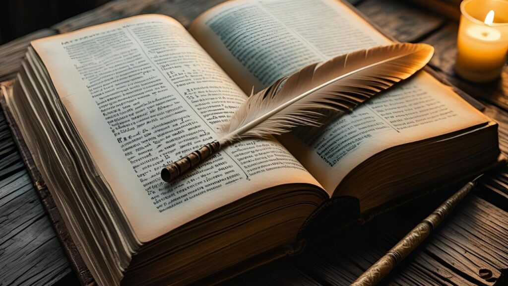 Livro de sabedoria aberto, simbolizando o estudo espiritual para aprofundar a conexão com o Divino.